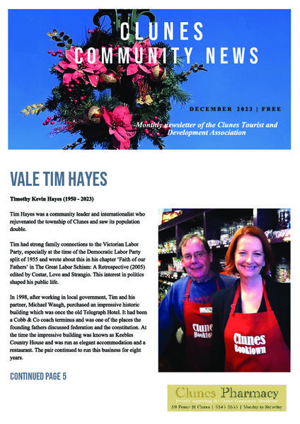 December 2023 Clunes Newsletter  - Download NOW